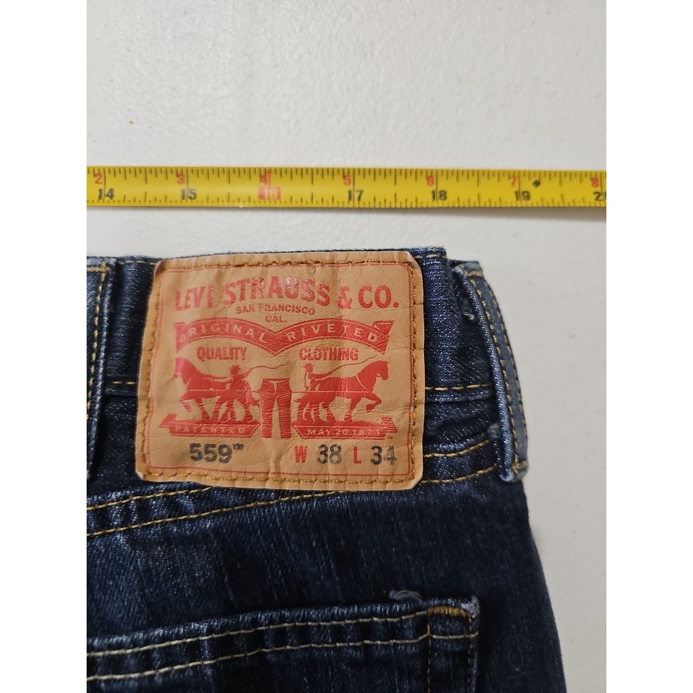 Levi's 559 Relaxed Straight Jeans Men's 38x34 Dark Wash Denim Blue - Picture 4 of 6